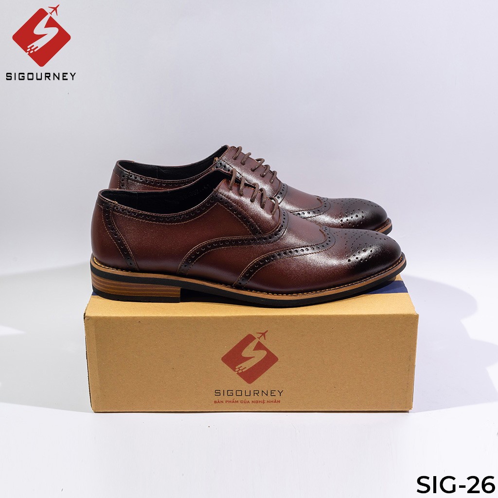 Giày Oxford nam họa tiết Brogues đục lỗ cực đẹp SIGOURNEY SIG-26