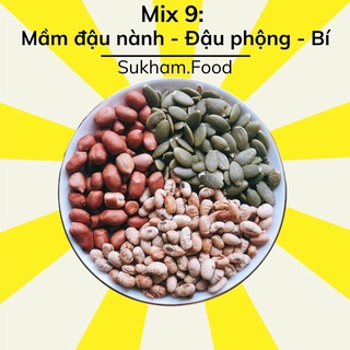 Hạt dinh dưỡng mix sẵn nấu sữa hạt bổ dưỡng, thơm ngon - Mix 9: Mầm đậu nành - Đậu phộng rang - Nhân bí – M9