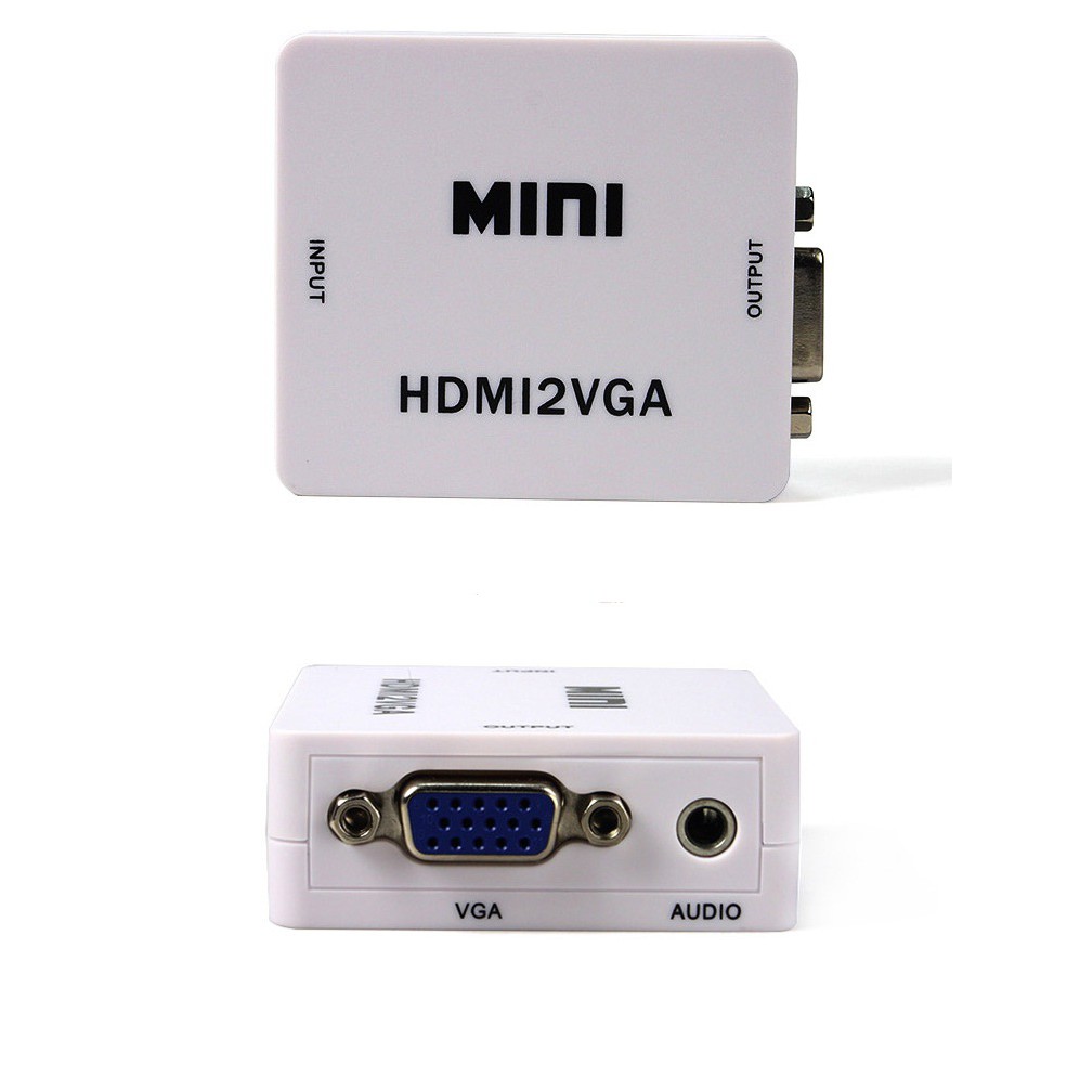 Box chuyển tín hiệu từ VGA ra HDMI dạng Mini. Từ PC có cổng VGA xuất hình ra Tivi LED LCD có cổng HDMI. Vi Tính Quốc Duy