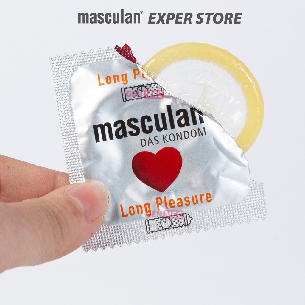 Bao cao su Masculan Long Pleasure, bcs siêu mỏng có gân và chấm hạt kéo dài thời gian