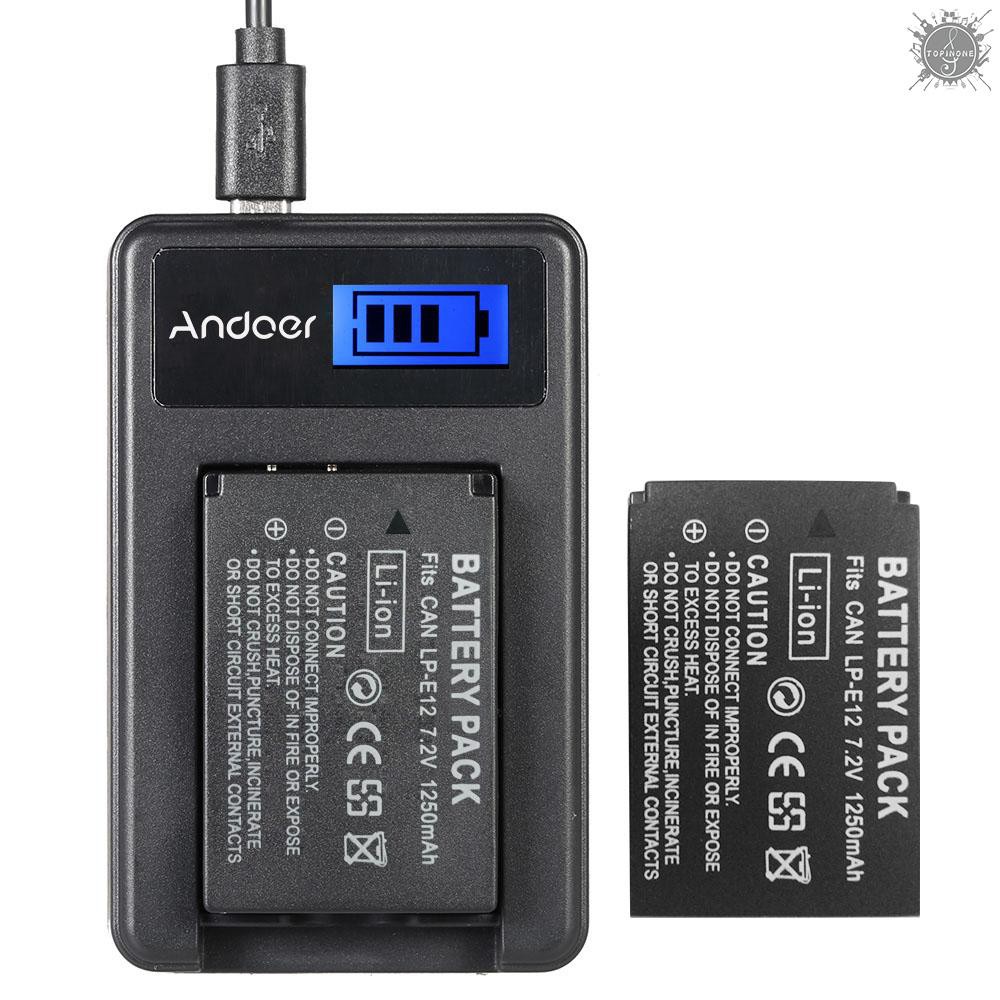 Đồ sạc pin Andoer LP-E127.4V 1200mAh màn hình LCD cổng nối USB