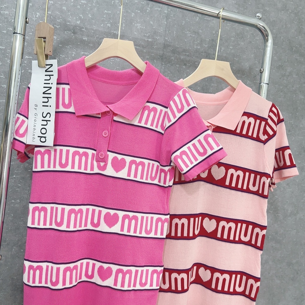 Váy len polo ngắn chữ MM form ôm body đẹp, Đầm kiểu in chữ dáng ôm VL9802 - NhiNhi Shop