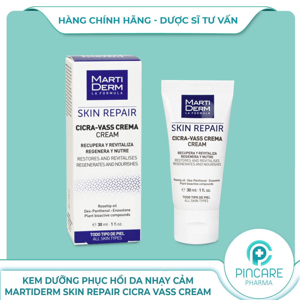 Kem dưỡng phục hồi da MartiDerm Skin Repair Cicra Vass Cream 30ml cho da nhạy cảm - Hàng chính hãng - Nhà thuốc PinCare