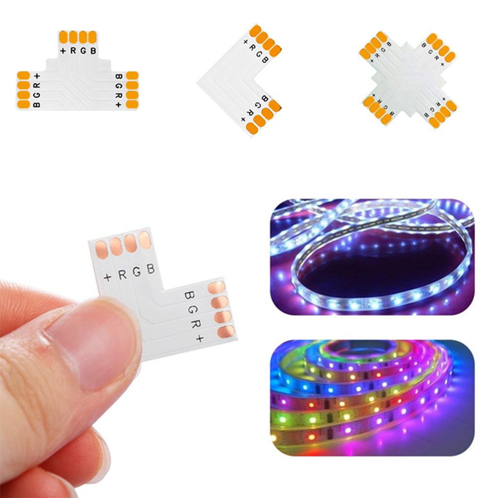 YIYU Set 1 10 đầu nối dây đèn LED hình chữ X/T/L 8/10mm 2/4 Pin cho đèn LED SMD 5050 RGB