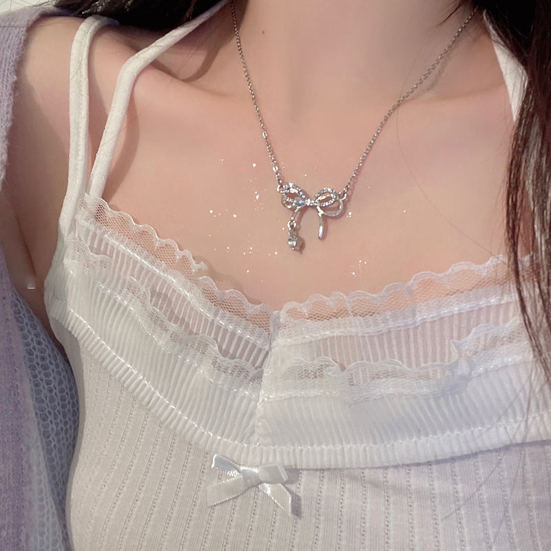Vòng Cổ Ngọc Trai Cho Nữ Dây Chuyền Bạc Bướm Tim Cung Mặt Dây Chuyền Choker Phụ Kiện Trang Sức