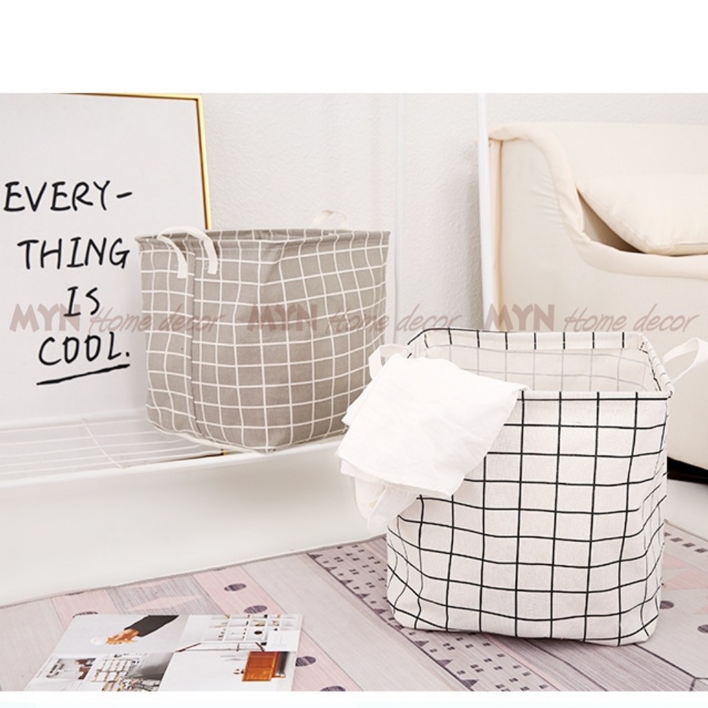 Giỏ đựng đồ, sọt vải đựng quần áo chống thấm phong cách Hàn Quốc 34 x 44cm