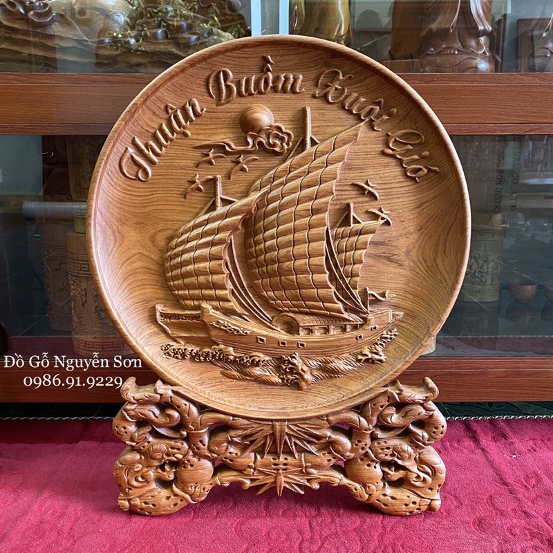 Đĩa phong thuỷ gỗ hương đk40cm