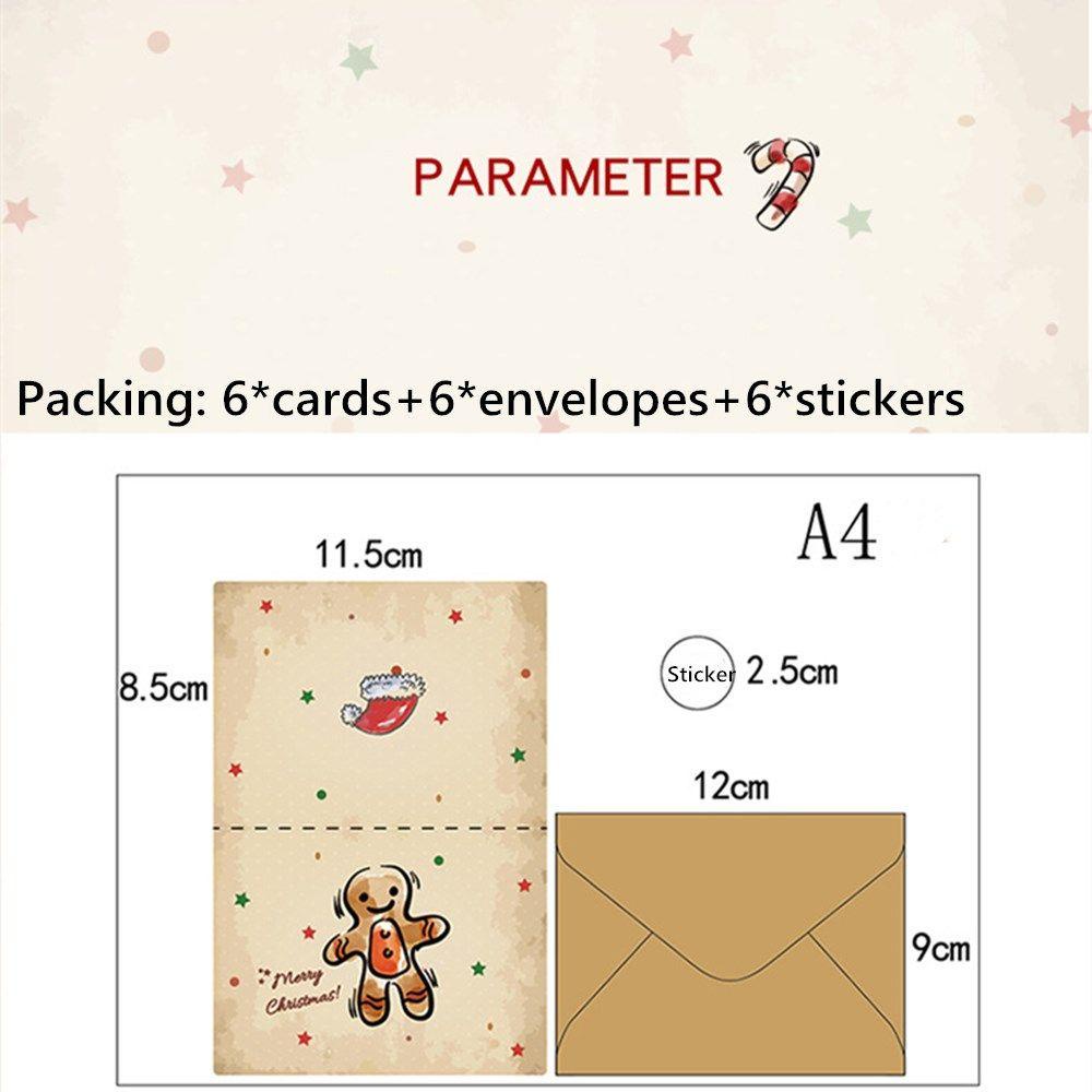 Set 6 Thiệp Giáng Sinh Kèm Nhãn Dán Trang Trí Sinh Nhật / Thiệp Chúc Mừng