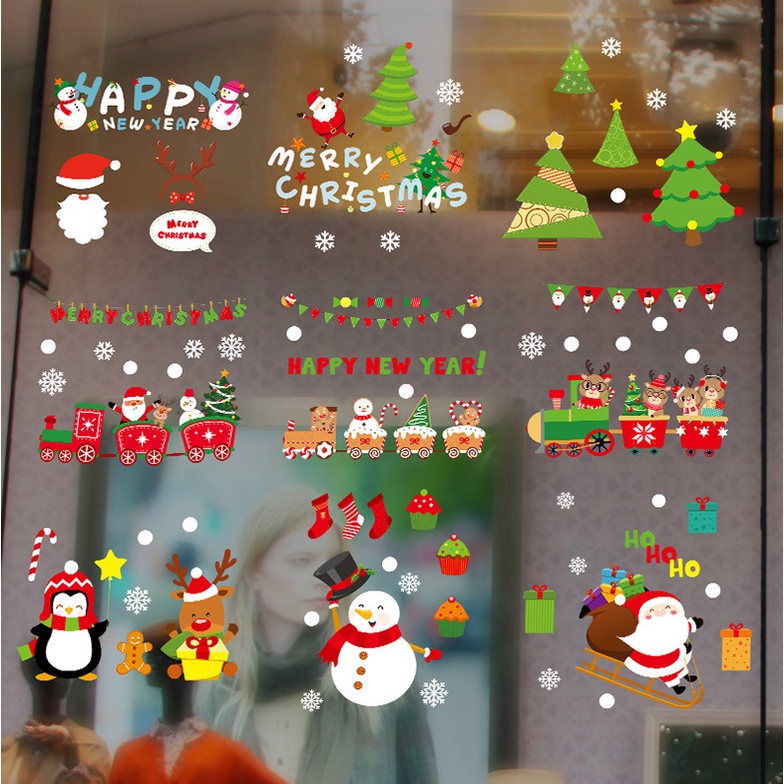 Decal dán tường Noel Hít Tĩnh Điện không Dơ Kính - Đoàn tàu happy