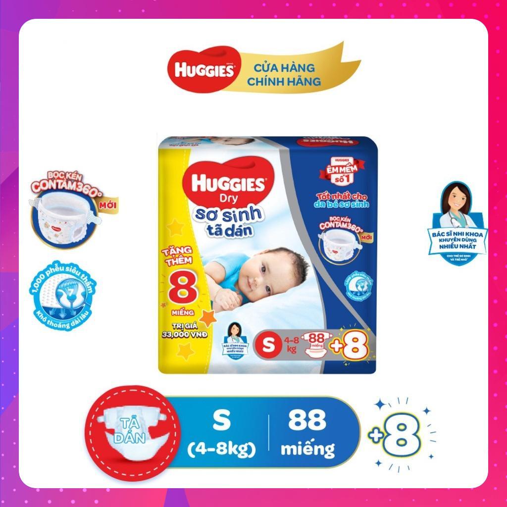 Bĩm dán Huggies siêu thấm sơ sinh tặng kèm thêm 8 miếng,tã dán huggies s56 s88 miếng cho bé 4-8kg