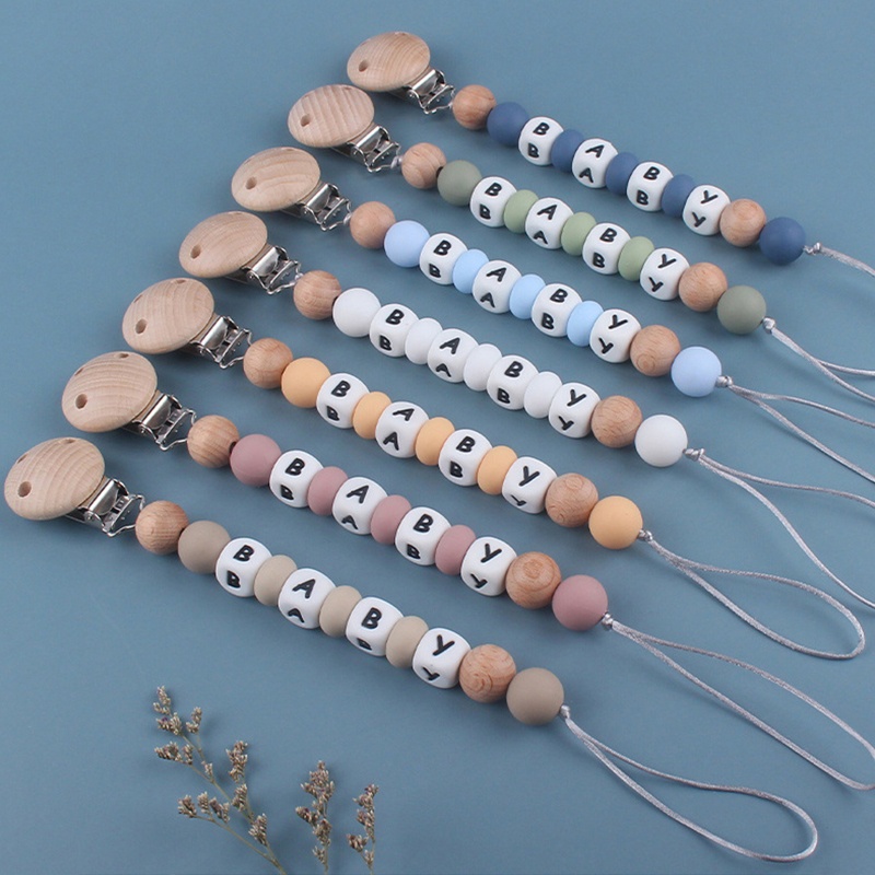 Đồ Chơi Kẹp Núm Vú Giả Bằng Silicone Đính Hạt Cho Bé Gặm Nướu