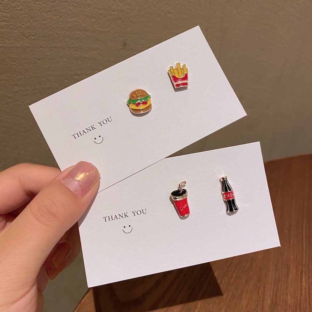 Bông Tai Bạc 925 Hình Thức Ăn Nhanh / Sữa / Khoai Tây Chiên Hoạt Hình Đáng Yêu Thời Trang 2021