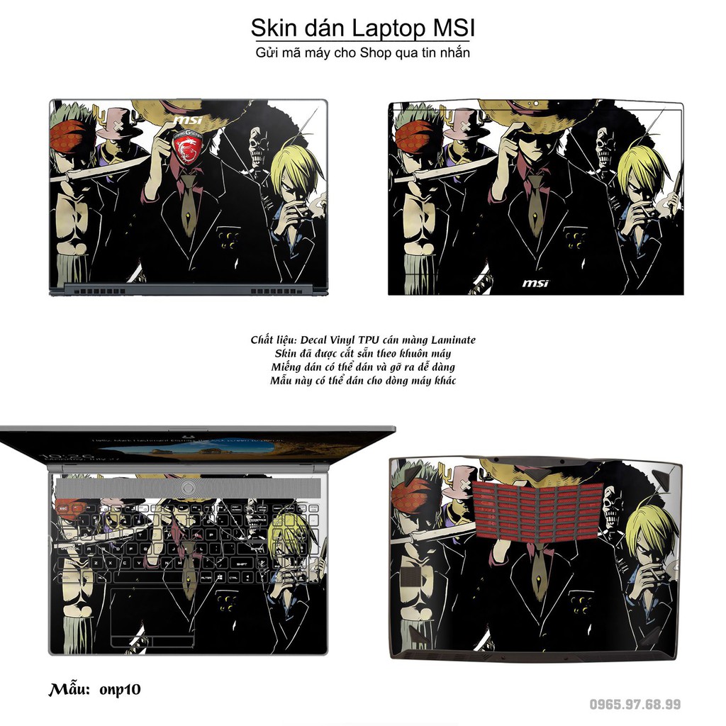Skin dán Laptop MSI in hình One Piece nhiều mẫu 10 (inbox mã máy cho Shop)