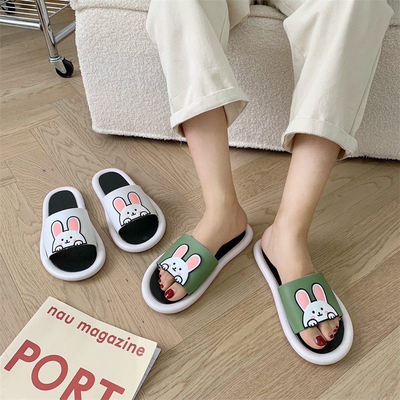 Dép mặt thỏ đế tròn mềm tiện dụng dễ thương đi trong  nhà dạo phố thời trang cho bạn bè người  thân T410