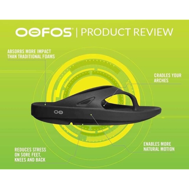 Dép chạy bộ Oofos nhiều màu cao su đúc nguyên khối Xuất dư