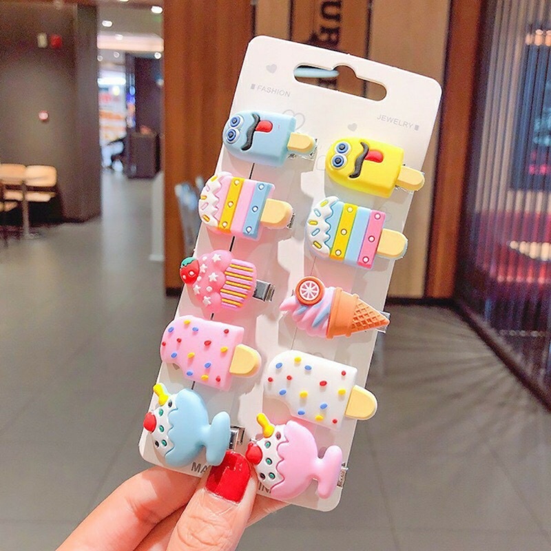 Set 10 kẹp tóc hoạt hình cho bé gái
