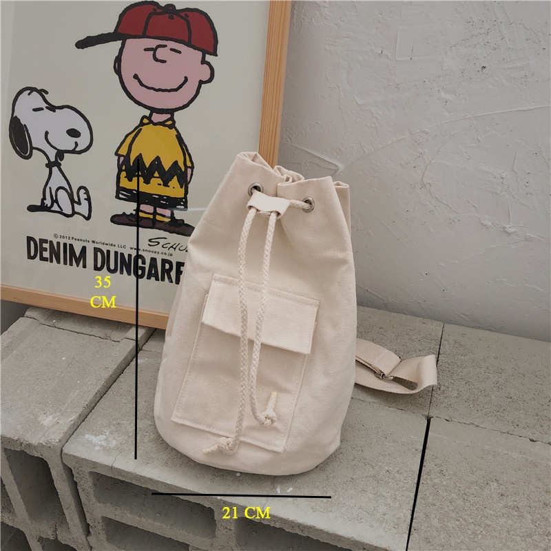 TÚI TOTE BALO ĐEO CHÉO DÂY RÚT UNISEX NAM NỮ VẢI CANVAS ĐI HỌC ĐI CHƠI CHECKING CAFE DC11
