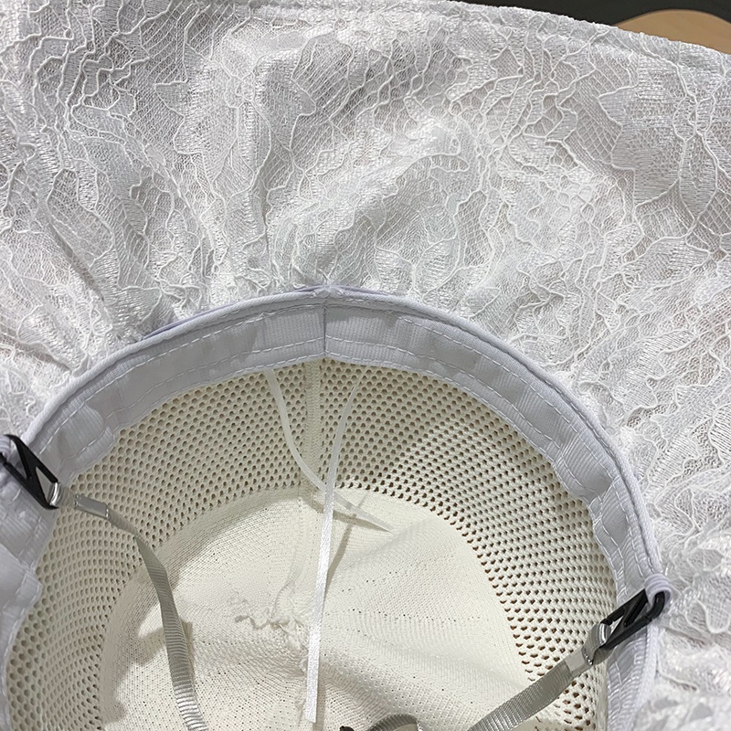 Nón tai bèo rỗng vành rộng che mặt chống nắng viền ren hình nơ thời trang mùa hè Hàn Quốc cho nữ khi đạp xe / đi biển