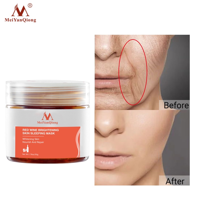 Mặt Nạ Dưỡng Trắng Da MeiYanQiong Cấp Ẩm Với Tinh Chất Rượu Vang Đỏ Chăm Sóc Làm Trẻ Hóa Làn Da Hiệu Quả Cao da căng bóng  cấp ẩm thải độc Ngừa Mụn Chống Lão Hóa 50g