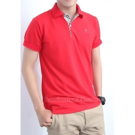 Áo Thun Bur Nam Có Cổ ( Đỏ tươi )