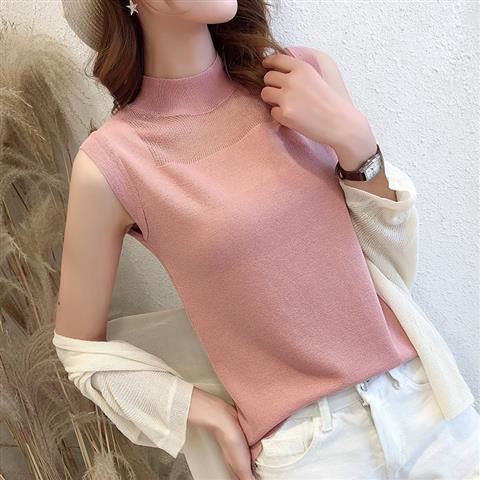 Áo Dệt Kim Không Tay Cổ Cao Thời Trang Xuân Hè Quyến Rũ Cho Nữ
