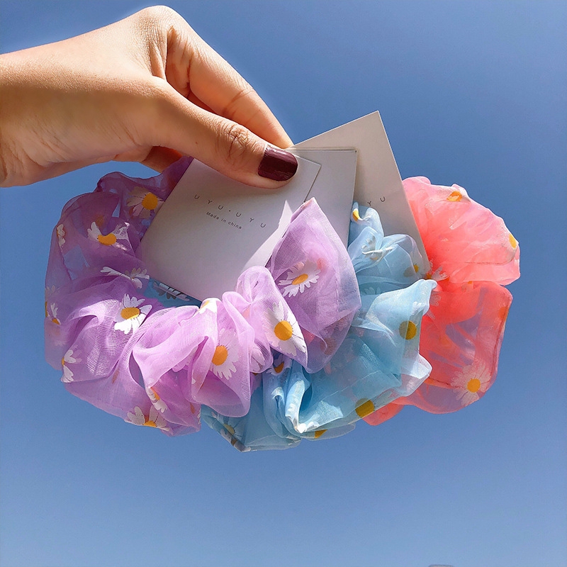 Sweet Chamomile Organza Cute Daisy Gauze Candy Color Hair Rope