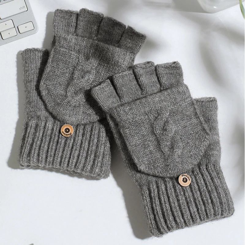 Găng Tay Hở Ngón Mùa Đông Dày Dặn Thoải Mái Ấm Áp