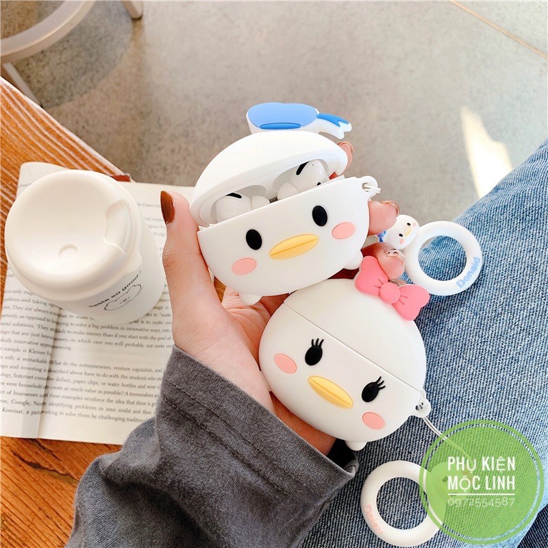 ☘️Tặng kèm móc treo☘️Case Airpod 1 2- Vỏ bao bọc Heo piglet và Vịt Nơ hồng Cover đựng tai nghe không dây Airpods