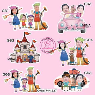 Chibi Gia Đình Trang Trí Sinh Nhật