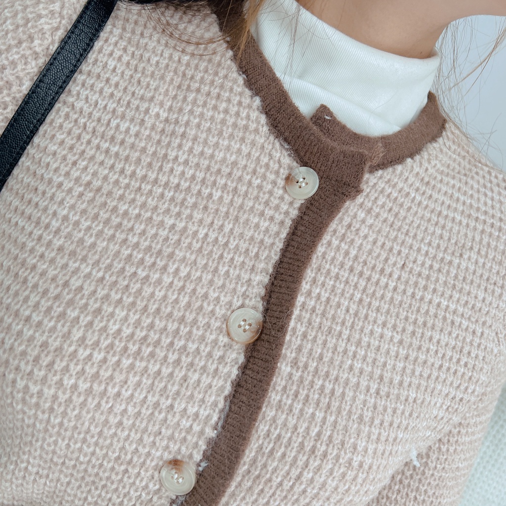 Áo len cardigan nữ Thảo chi họa tiết viền đậm màu giản gị nhưng tinh tế phong cách HQ