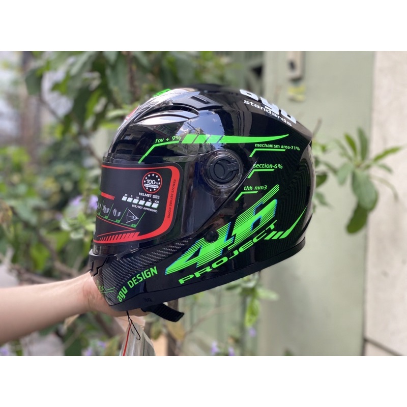 Mũ Bảo Hiểm Fullface AGU 46 Đủ Màu ( Sừng +Đuôi) , Tặng túi đựng nón , Bảo hành 12 tháng