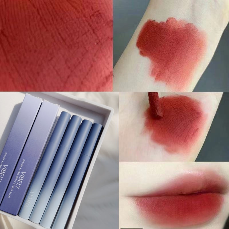 Son Môi Vibely Thiết Kế Vỏ Màu Trắng/Xanh Dương Mềm Mại Cao Cấp