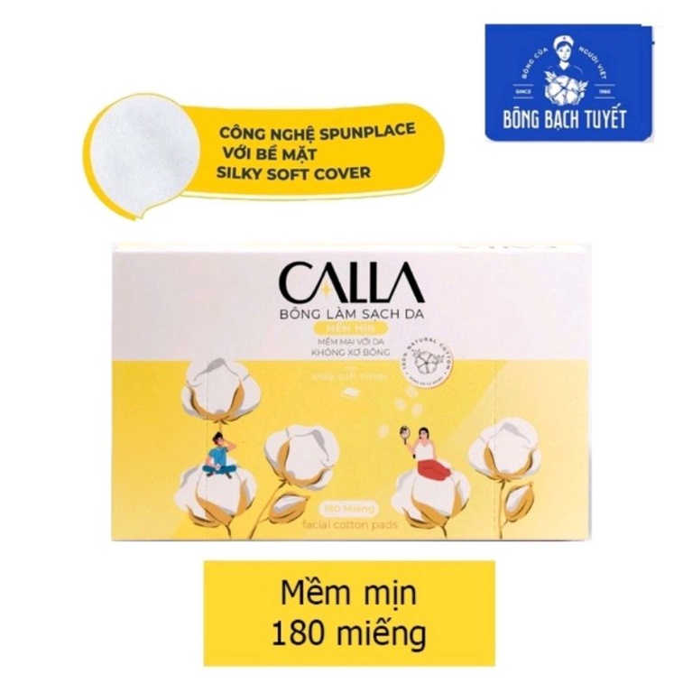 Bông tẩy trang làm sạch da Bạch Tuyết Calla mềm mịn 180 miếng/hộp