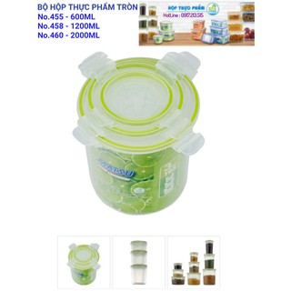 BỘ 3 Hộp nhựa tròn đựng thực phẩm 600-1200-2000ML DUY TÂN CAO CẤP