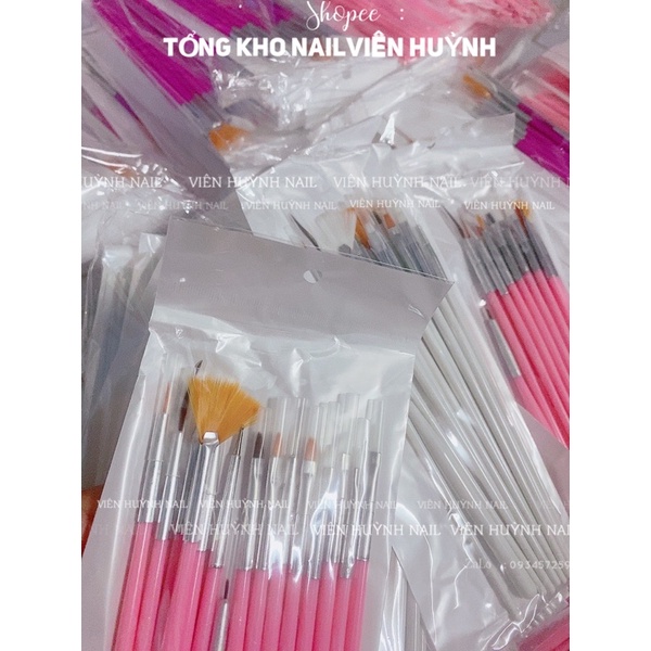 Bộ cọ nail 15 cây , cọ vẽ móng nhiều kiểu