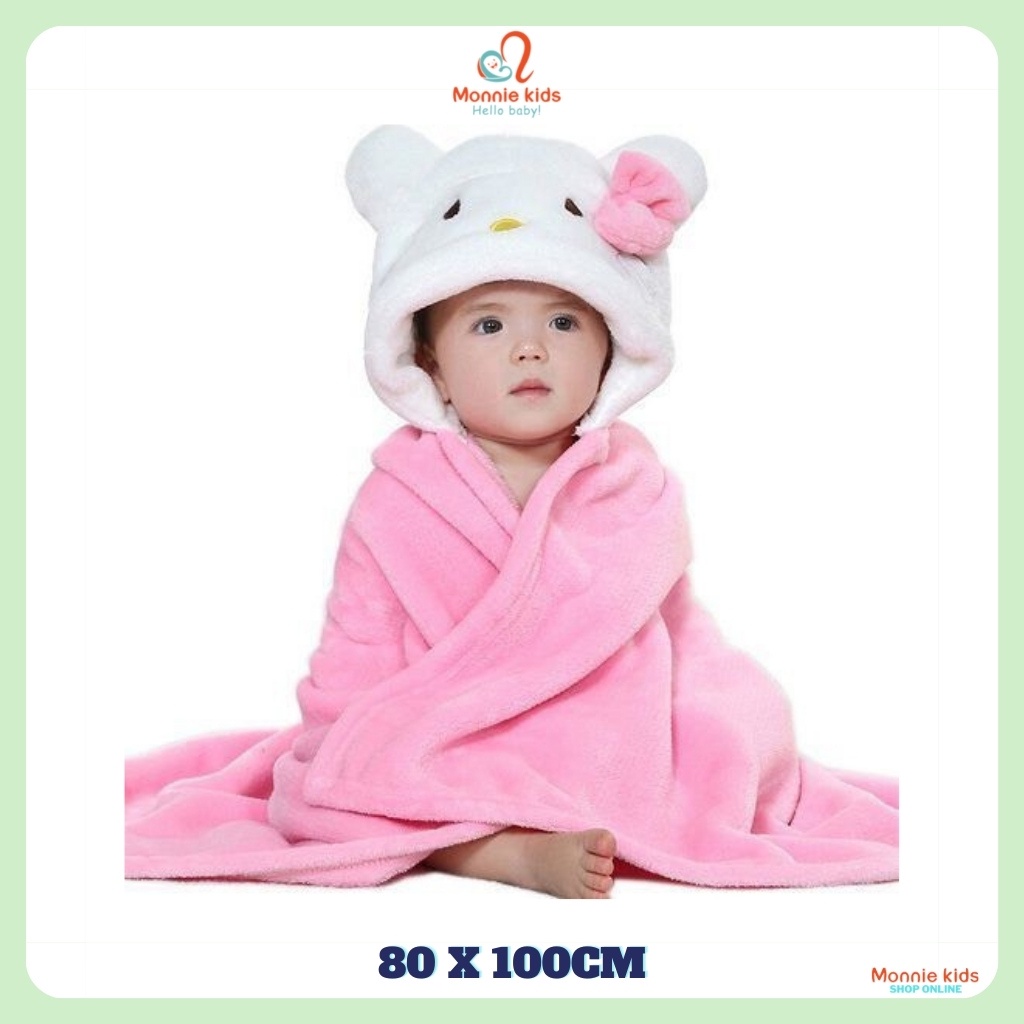 Chăn ủ lông cho bé 80x100cm, ủ thú lông họa tiết mềm mại - Monnie Kids