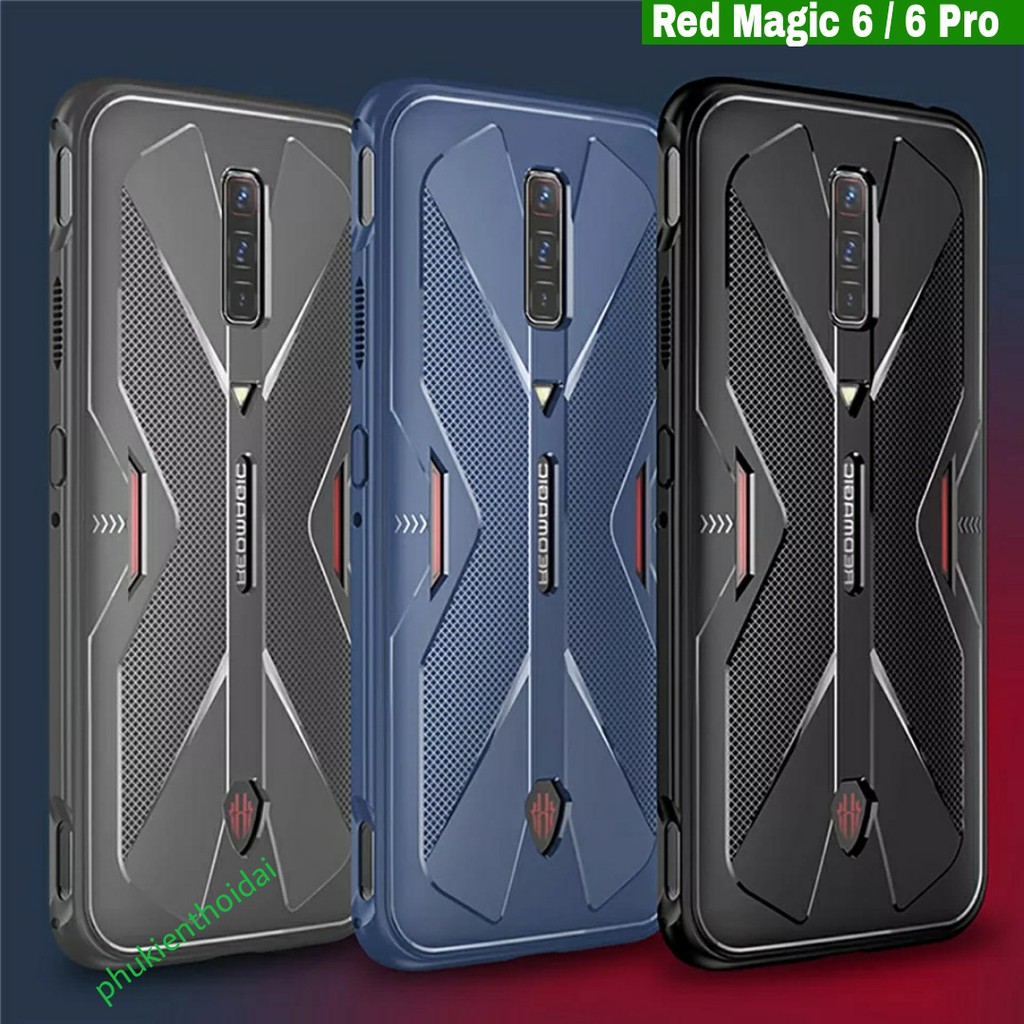 Ốp lưng Red Magic 5G / Red Magic 6 / 6 Pro chống sốc tản nhiệt vân Carbon kiểu dáng Gaming cao cấp 1