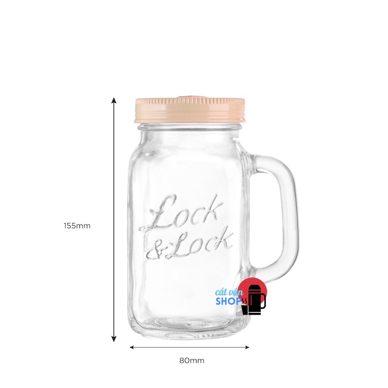 Ly thủy tinh nắp nhựa có tay cầm Lock&Lock Glass Jar dung tích 630ml LLG002