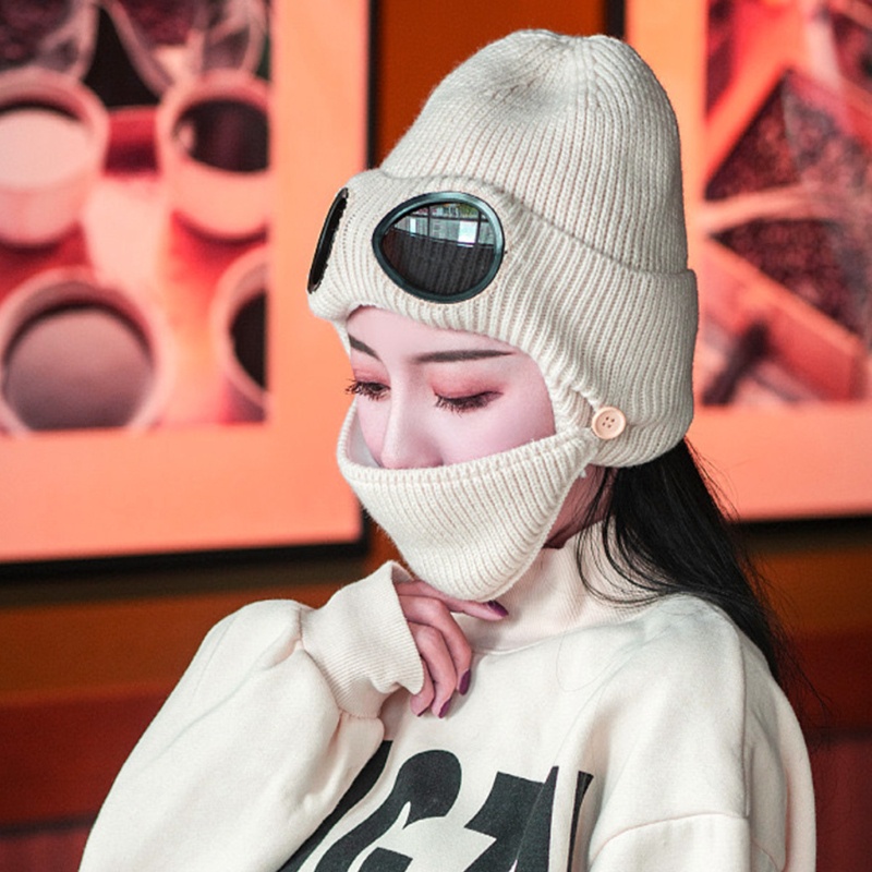 Kính Bảo Vệ Mặt Và Mũ Len Dày Dặn Chống Gió Khi Trượt Tuyết
