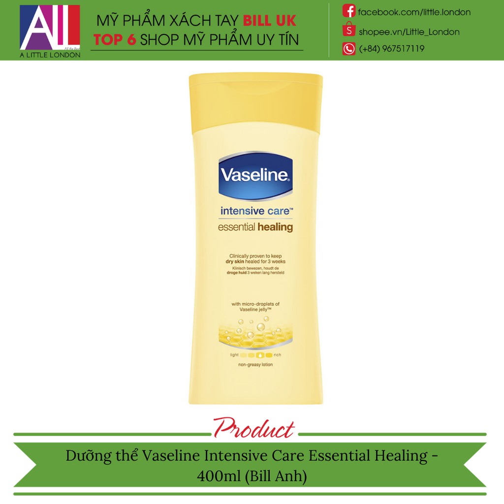 [TOP 1 SHOPEE] Dưỡng thể Vaseline Intensive Care - 400ml (Bill Anh) | BigBuy360 - bigbuy360.vn