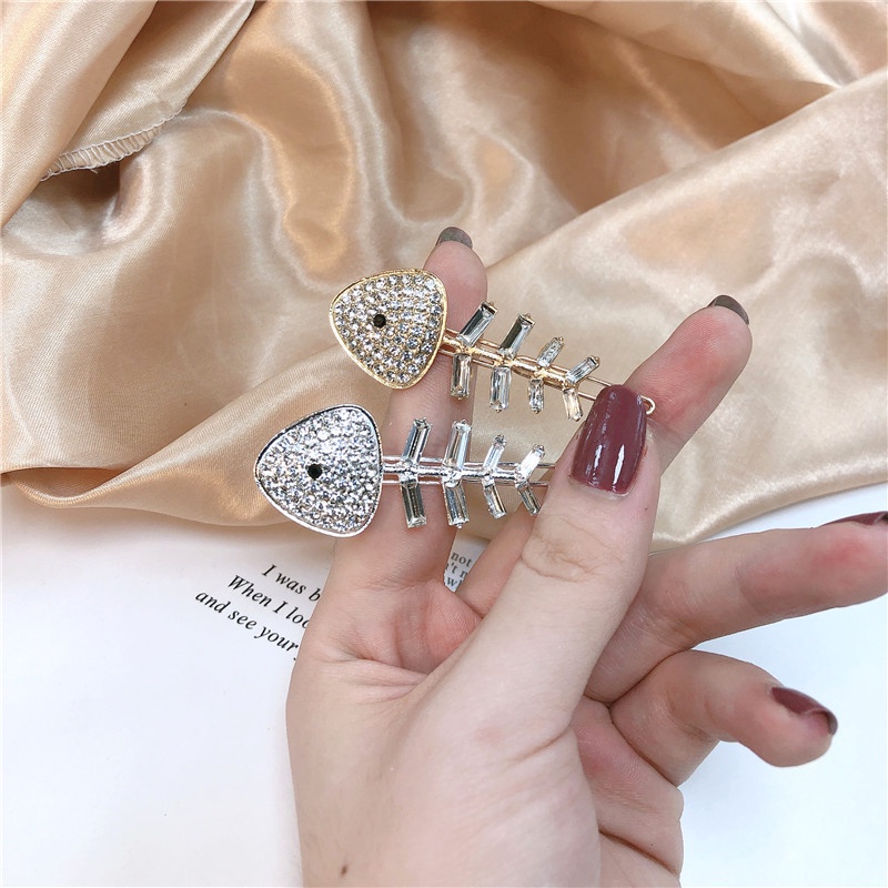 Kẹp Tóc Hình Xương Cá Đính Đá Dễ Thương Phong Cách Hàn Quốc Thời Trang Cho Nữ