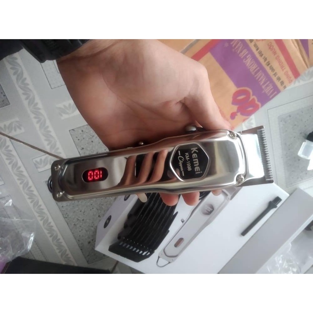 Tông đơ cắt tóc cao cấp Kemei 1998  lưỡi kép cấu tạo từ thép cacbon cao không gỉ sét,sắc bén Tăng Đơ Hớt Tóc Nam