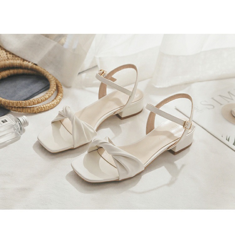 Giày sandal cao gót nữ da mềm thời trang phong cách Hàn Quốc vintage trẻ trung năng động cá tính - Mã S63