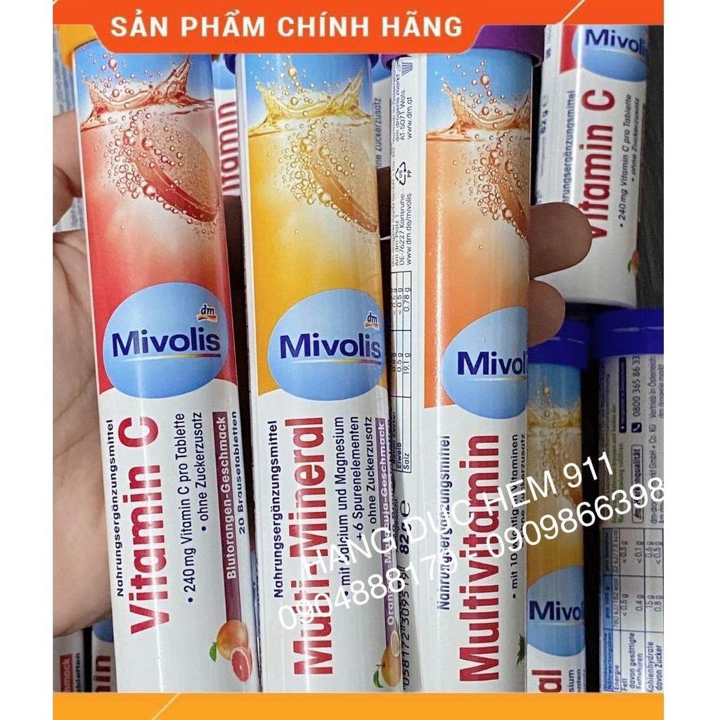 Viên sủi C Vitamin tổng hợp khoáng chất tăng đề kháng Mivolis 20 viên nội địa Đức