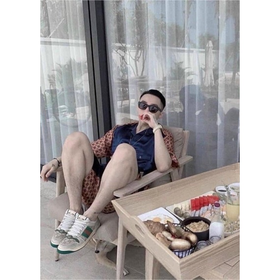 Giày sơn tùng nam nữ dáng thể thao da phối vải dệt vân chữ thêu vạch lót lông đế cao su tách hai màu cao cấp GS15P