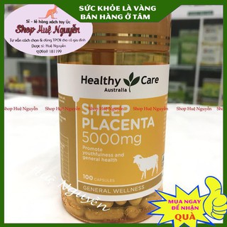 Nhau thai cừu Healthy Care Sheep Placenta 5000mg của Úc hộp 100 viên, giúp điều hòa nội tiết và đẹp da