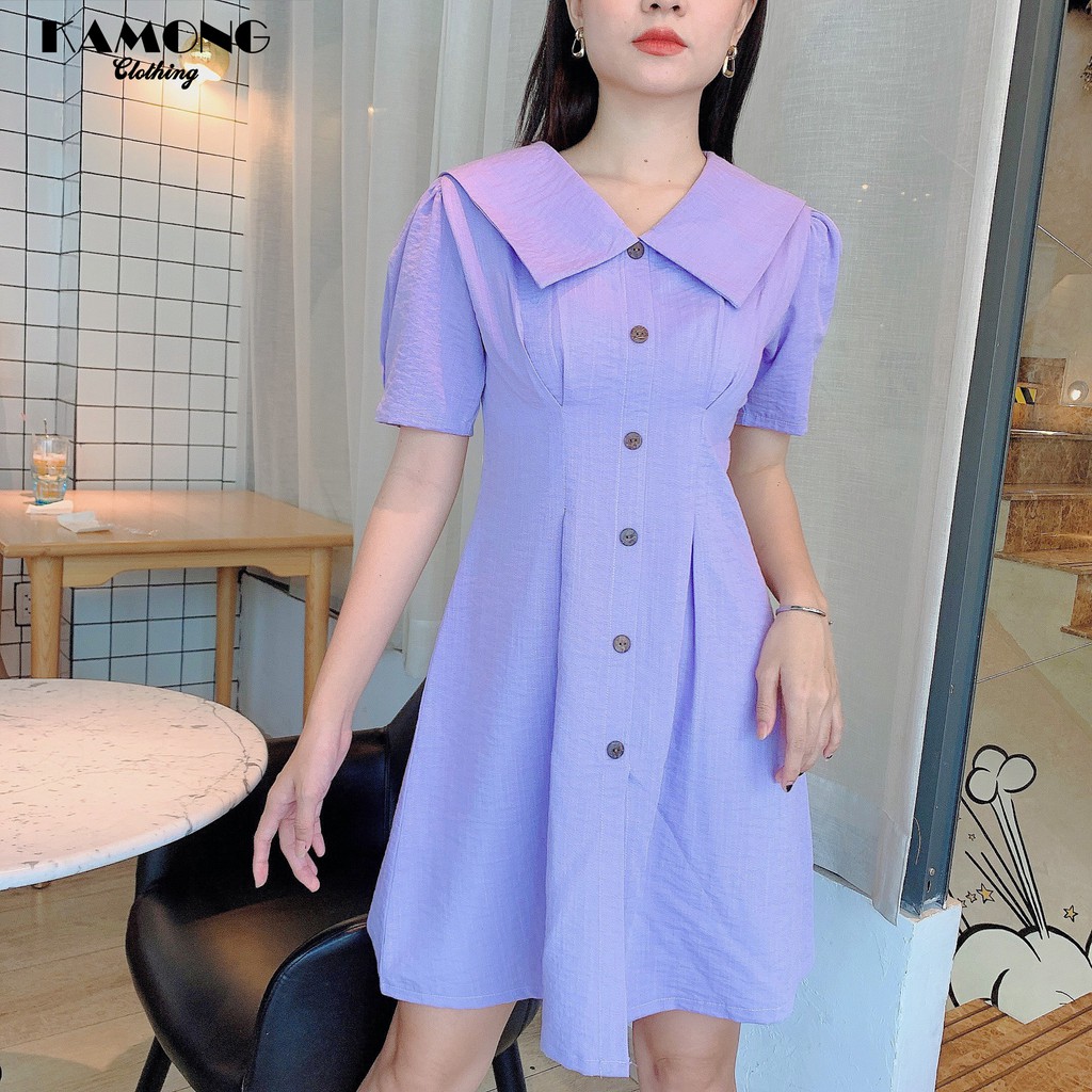 Đầm xếp ly eo cổ thuỷ thủ KAMONG D053