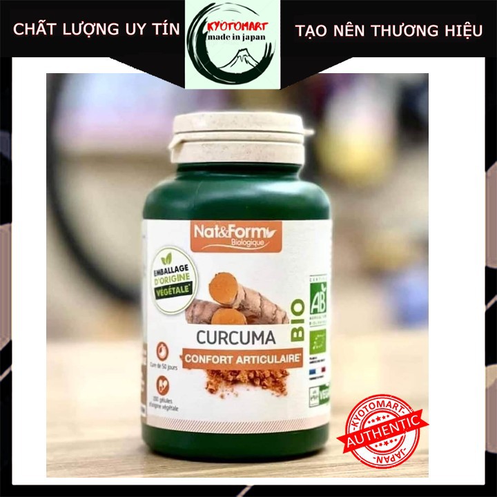 Tinh bột nghệ hữu cơ Nat Form Pháp Curcuma Bio - hộp 200 viên