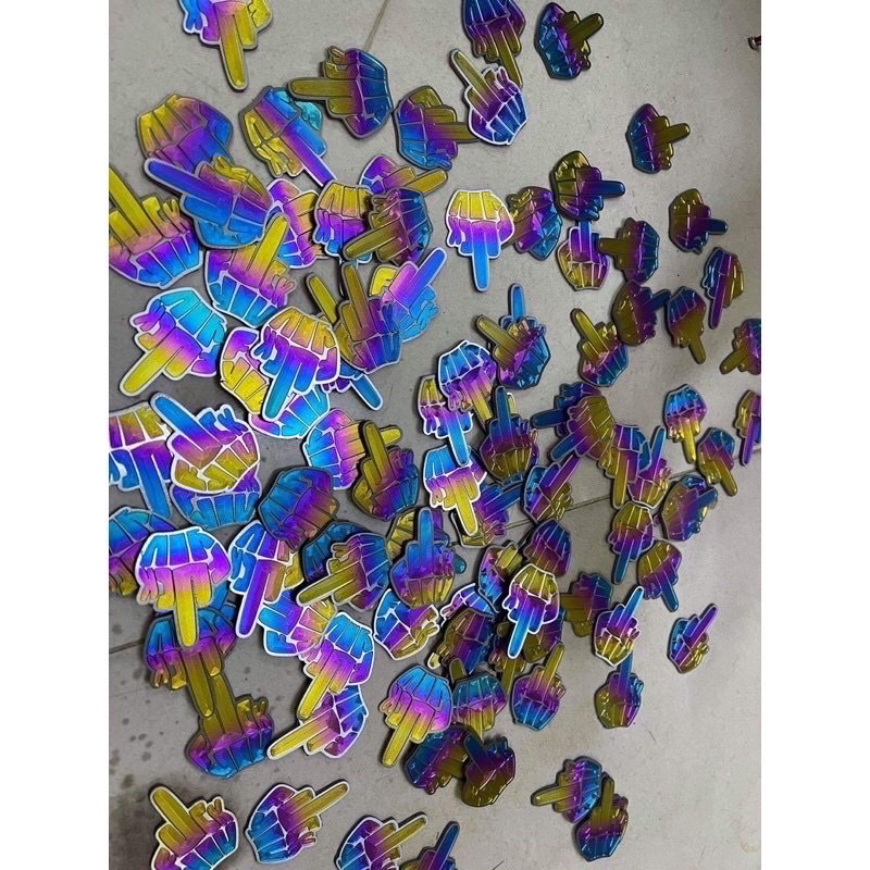 Logo titanlium chữ FUCK YOU dán xe có sẵn keo 3m