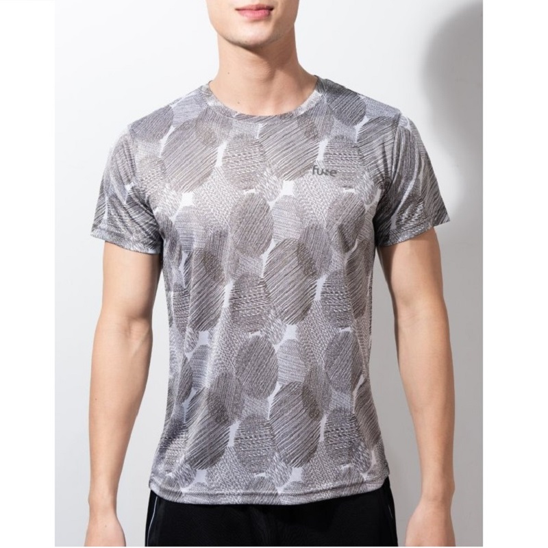 Áo Thun Nam Ngắn Tay Cổ Tròn Owen TSN22498 Áo Phông T-Shirt Màu Xám Họa Tiết Elip Vải Polyester Thể Thao Dáng Body Fit